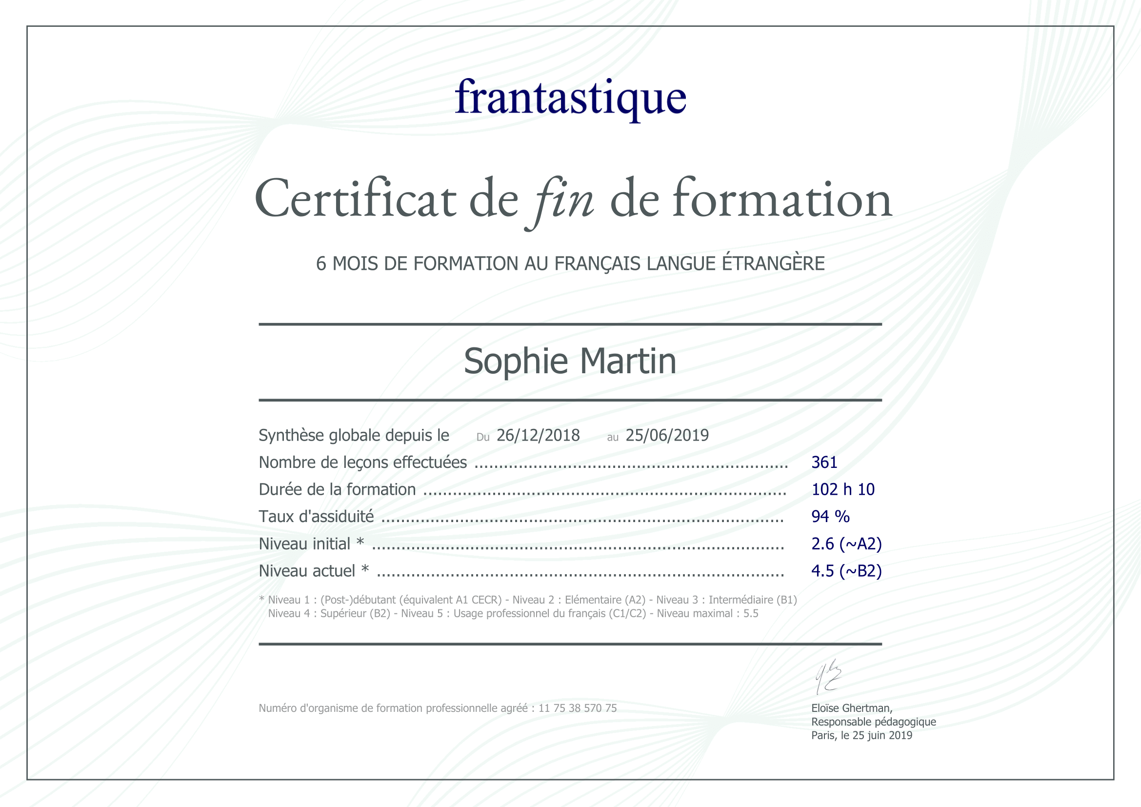 Advanced Certificate Course in French Language